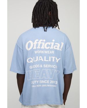 Boohoo Oversized Boxy Official Pocket T-Shirt - Blue
