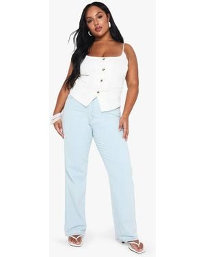 Boohoo Plus Light Wash Slim Wide Leg Jean - Blue