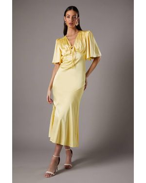 Coast Gathered Bust Tie Front Slip Dress - Gray