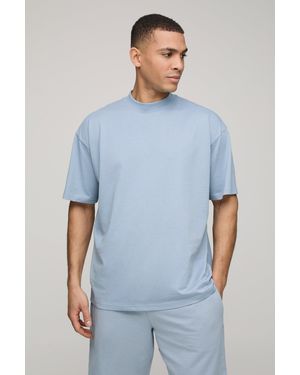 BoohooMAN Basic Oversized Extended Neck T-shirt - Blue