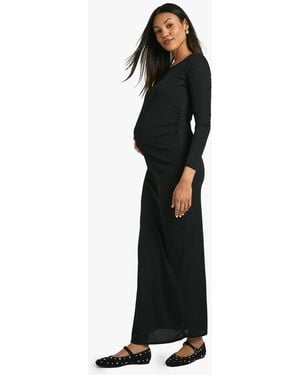 Boohoo Maternity Rib Scoop Neck Maxi Dress - Black