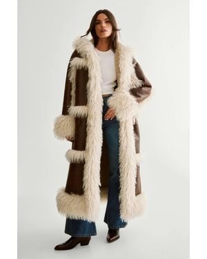 Nasty Gal Premium Duffle Hooded Aviator Coat - Natural
