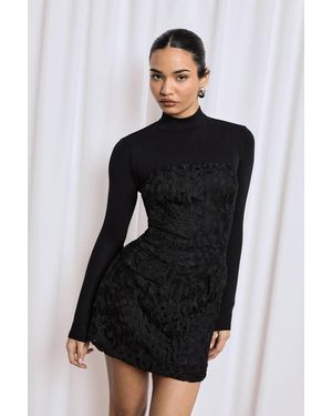 Boohoo Premium Lace Bandeau Mini Dress - Black