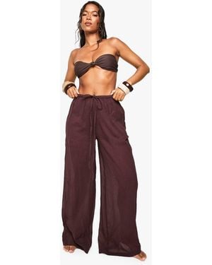 Boohoo Cheesecloth Beach Pants - Purple