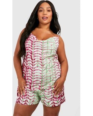 Boohoo Plus Tie Dye Halterneck Cowl Cami - Red