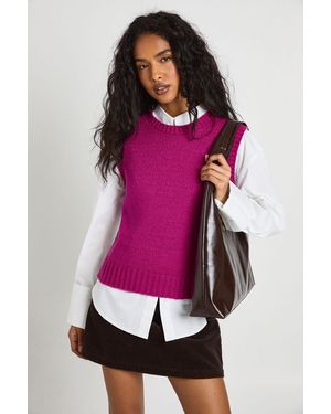 Boohoo Soft Knit Crew Neck Vest - Rosa