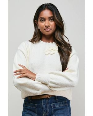 Oasis Floral Detail Long Sleeve Sweater - Gray