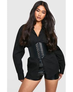 Boohoo Halloween Lace Up Corset Belt - White