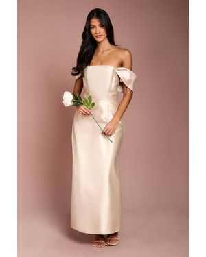 Coast Honoured Petite Twill Bardot Column Midi Bridesmaid Dress - Natural