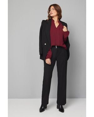 Wallis Collarless Woven Blouse - Gray