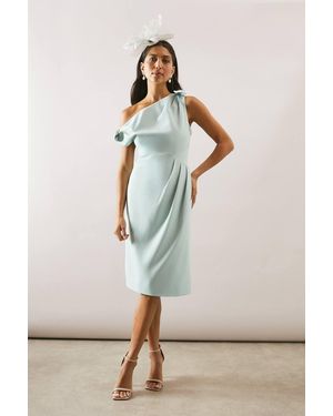 Wallis Woven Tie Shoulder Pencil Dress - Green
