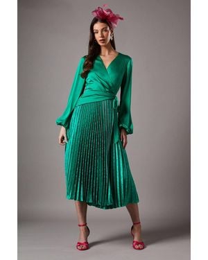 Coast Pleat Wrap Dress - Green