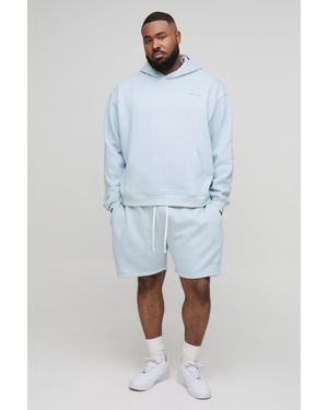 BoohooMAN Plus kastiger Oversize Official Man Trainingsanzug mit Kapuze - Blau