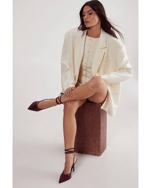 Nasty Gal Metallic Toe Thong Court Strappy Court Heel - Brown