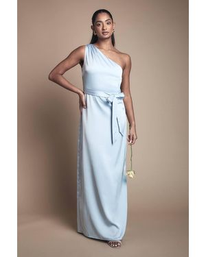Oasis One Shoulder Satin Maxi Bridesmaid Dress - Blue