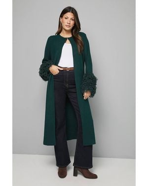Wallis Loop Knit Cuff Coatigan - Green