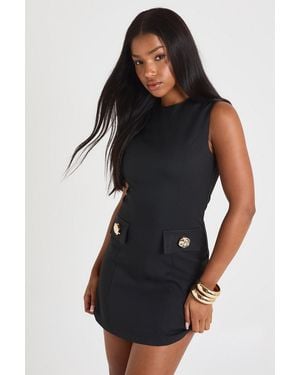 Boohoo Tailored A-Line Mini Dress - Black