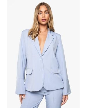 Boohoo Shoulder Pad Tailored Blazer - Blue