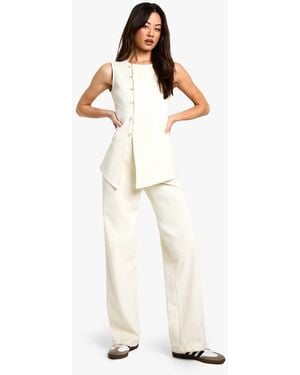 Boohoo Tall Cord Wide Leg Trouser - White