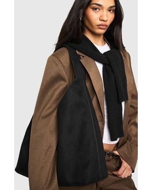Boohoo Faux Suede Slouchy Tote Bag - Black