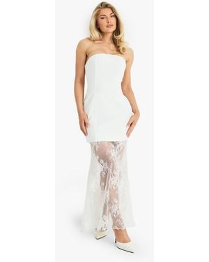 Boohoo Premium Structured Lace Maxi Dress - White