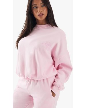 DSGN Studio Contrast Script Pleated Detail Sweatshirt - Pink