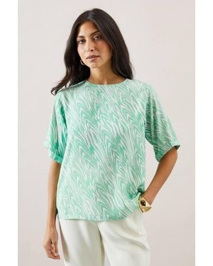 Wallis Animal Roll Up Sleeve T - Green