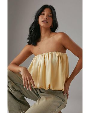 Warehouse Satin Bubble Bandeau One Piece - Yellow