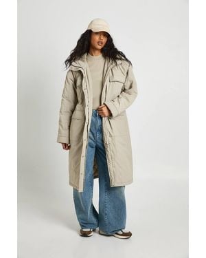 Boohoo Hooded Longline Parka - Blue