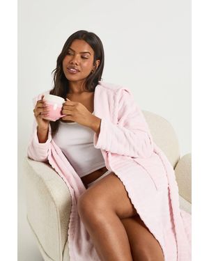 Boohoo Animal Print Jacquard Hooded Long Bathrobe/Robe - Pink