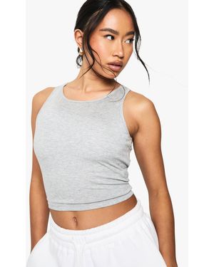 Boohoo Top Sin Mangas De Canalé Suave Acolchado Con Escote Estilo Nadador - Blanco