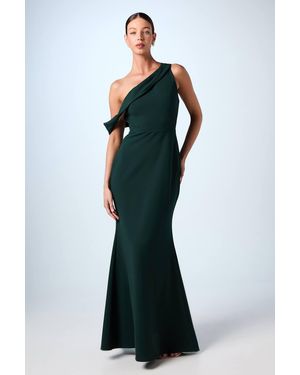 Coast Asymmetric Neckline Scuba Crepe Tie Dress - Blue