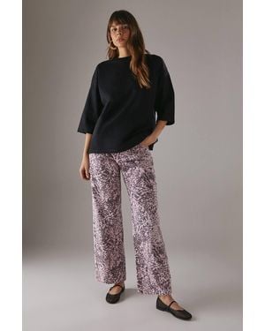 Warehouse Printed Denim Low Rise Dad Jeans - Multicolor