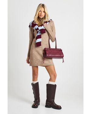 Boohoo High Neck Super Soft Knitted Mini Dress - Brown