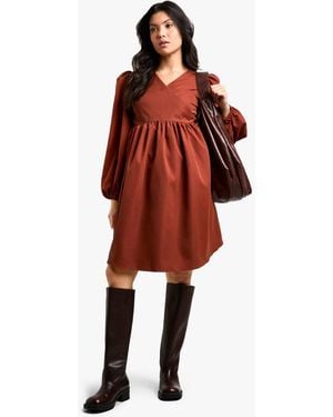 Boohoo Maternity Woven Long Sleeve Wrap Smock Dress - Red