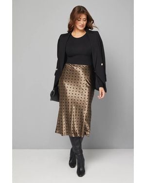 Wallis Satin Spot Bias Midi Skirt - Gray