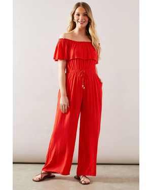 Wallis Off Shoulder Jumpsuit - Red