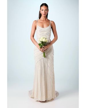Coast Embellished Strappy Maxi Wedding Dress With Train - White