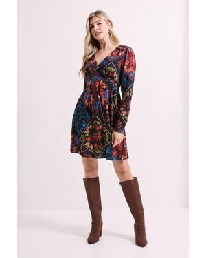 Dorothy Perkins Shirred Shoulder Empire Long Sleeve Mini Dress