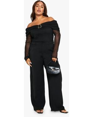 Boohoo Plus Tailored Wide Leg Trouser - Black