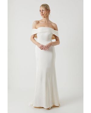 Coast Satin Bardot Fishtail Maxi Wedding Dress With Train - White