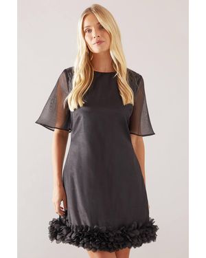 Wallis Petite Organza 3D Applique Shift Dress - Black