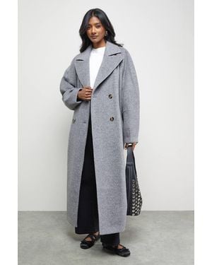 Oasis Oversized Pleat Back Detail Maxi Coat - Gray