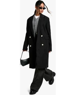 Boohoo Woven Oversized Longline Shoulder Padded Blazer - Black