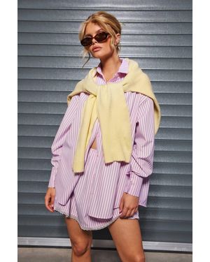 Boohoo Oversized Fine Stripe Shirt - Gray