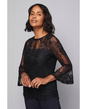 Wallis Occasion Lace Flare Sleeve Top - Black