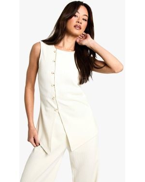 Boohoo Tall Cord Waistcoat - White