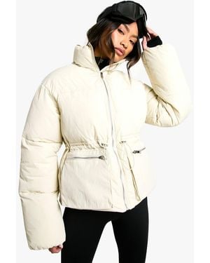 Boohoo Ski Toggle Detail Puffer Jacket - Natural