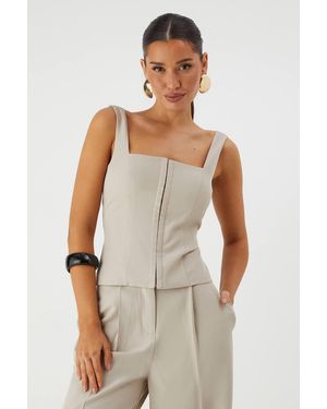 MissPap Tailored Square Neck Corset Top - White