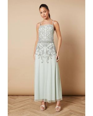 Oasis Hand Embellished Occasion Square Neck Maxi Dress - Natural